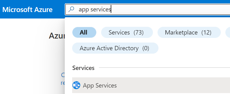 Azure 门户中门户搜索的屏幕截图。